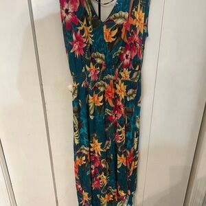IMAN Teal Trim with Yellow Floral Accent Dress